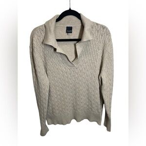 Aaeda women’s crewneck cableknit sweater neutral tan women’s XL